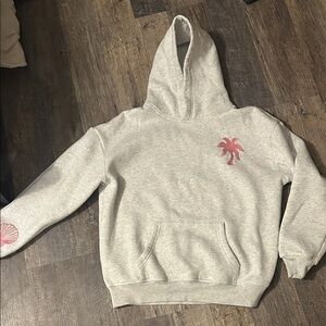 Stylish Gray Hoodie with Pink Palm Accent